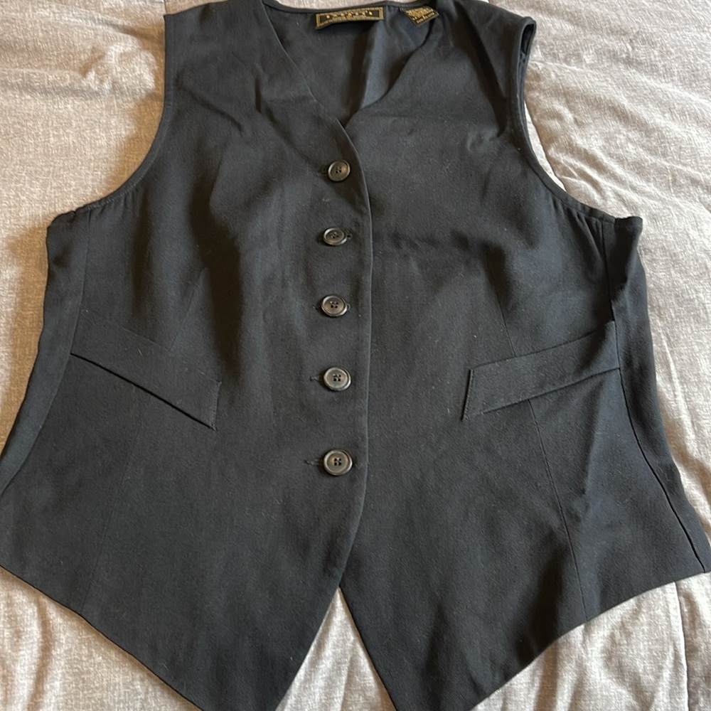 Express Women's Classic Black Button-Up Vest, size large